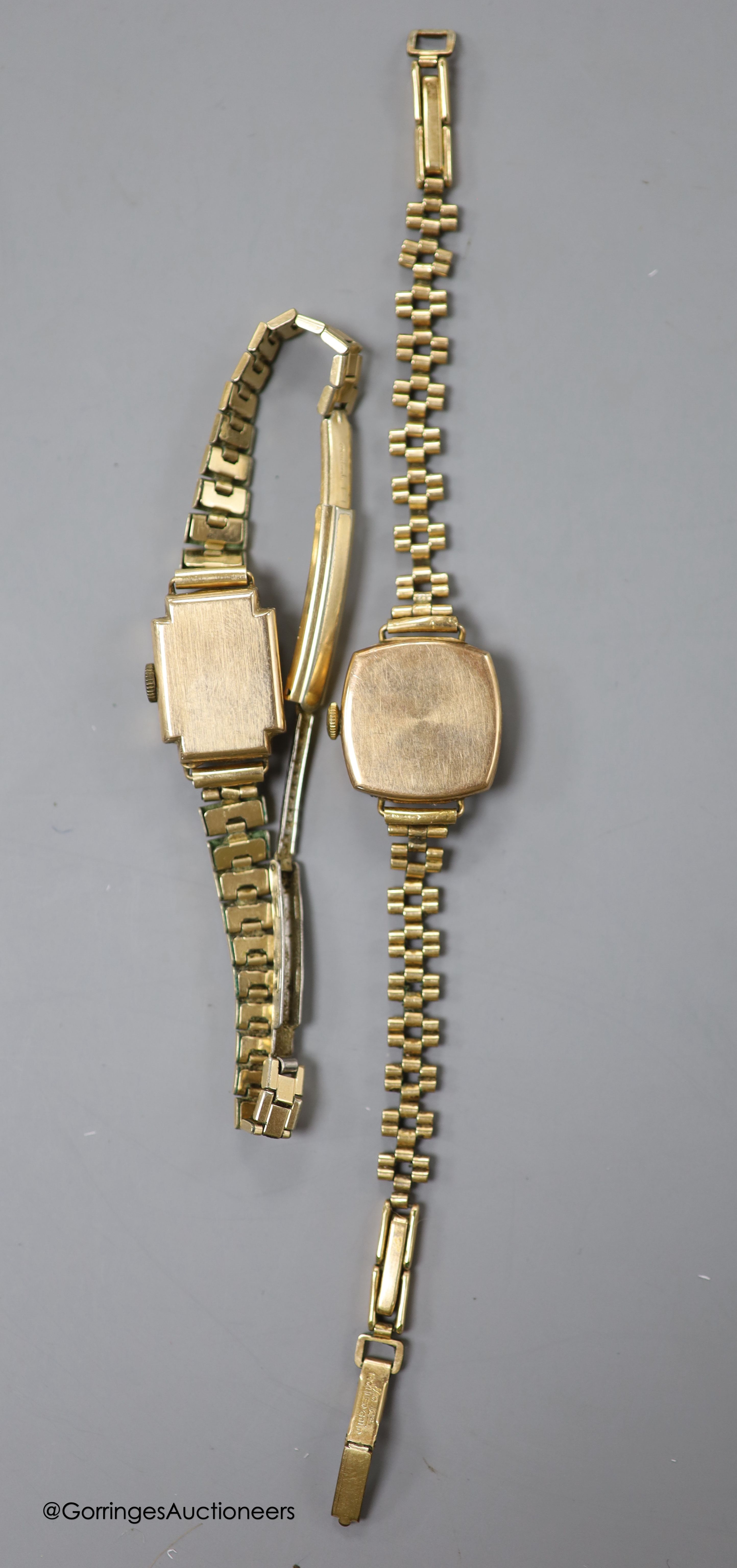 A ladys' Renown 9ct gold-cased wristwatch and a similar Trebex wristwatch